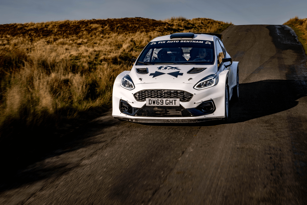 Fiesta Rally2 car driving towards camera